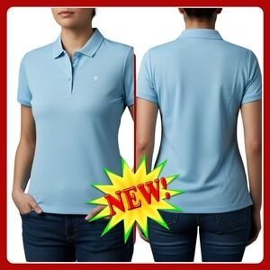Levelwear Polo Shirt Women's Large Blue Rhythm Golf Moisture Wicking Active NWT